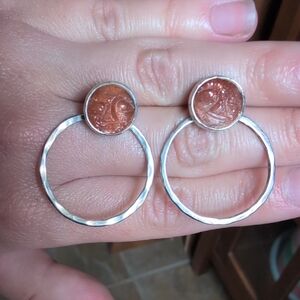 Sterling Silver Sunstone Sleepy Moonface Earrings